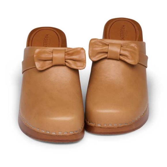 Anthropologie Swedish Hasbeens NWT Camel Bow Slip in Husband Clog 🌸 🌈❤️ - Picture 2 of 15